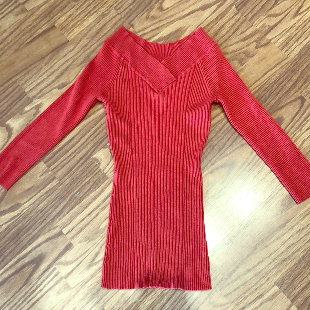 Orange Ribbed Sweater